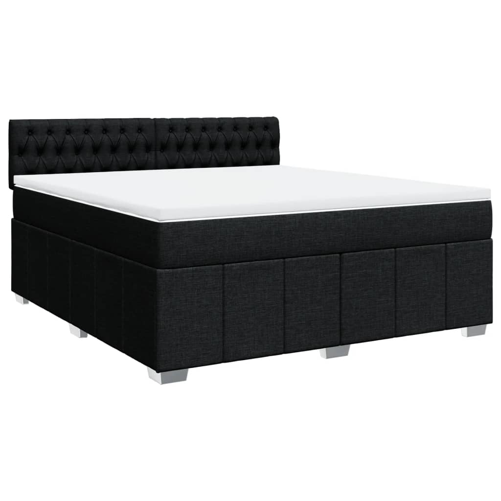 vidaXL Boxspring met matras stof zwart 180x200 cm afbeelding