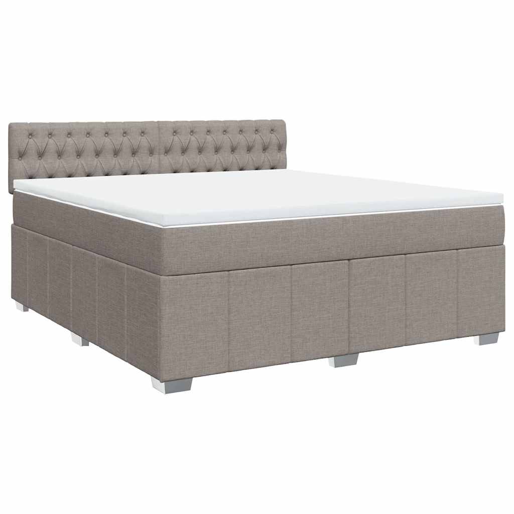 vidaXL Boxspring met matras stof taupe 180x200 cm afbeelding