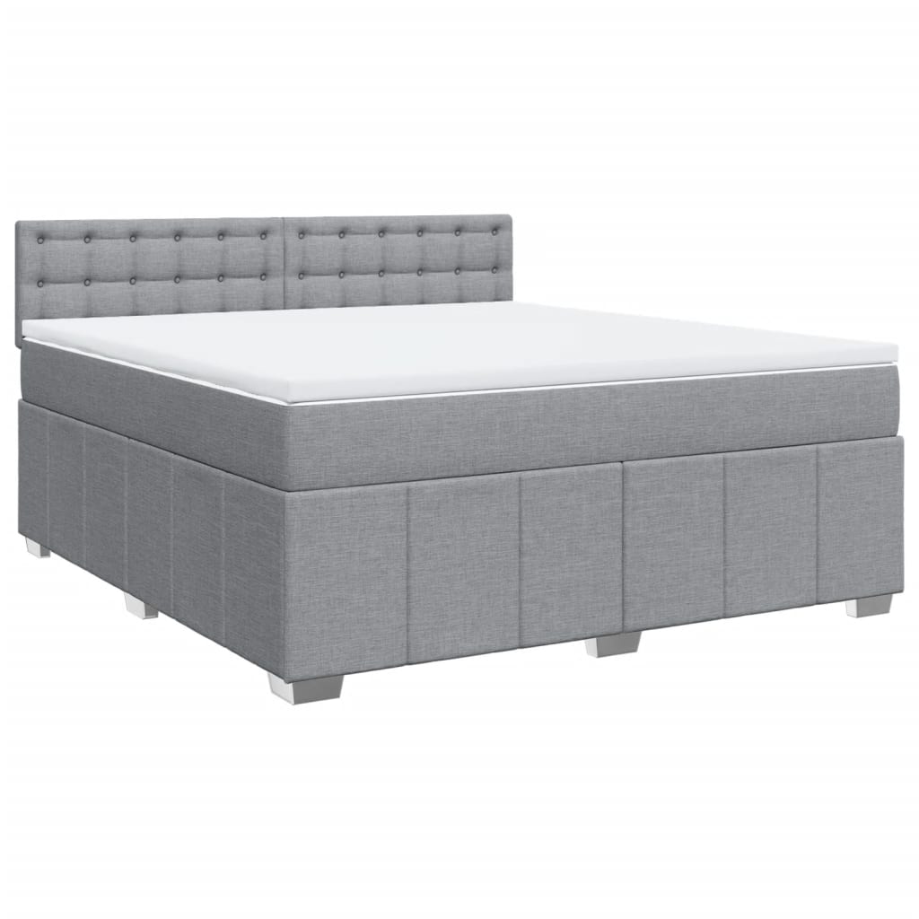 vidaXL Boxspring met matras stof lichtgrijs 180x200 cm afbeelding