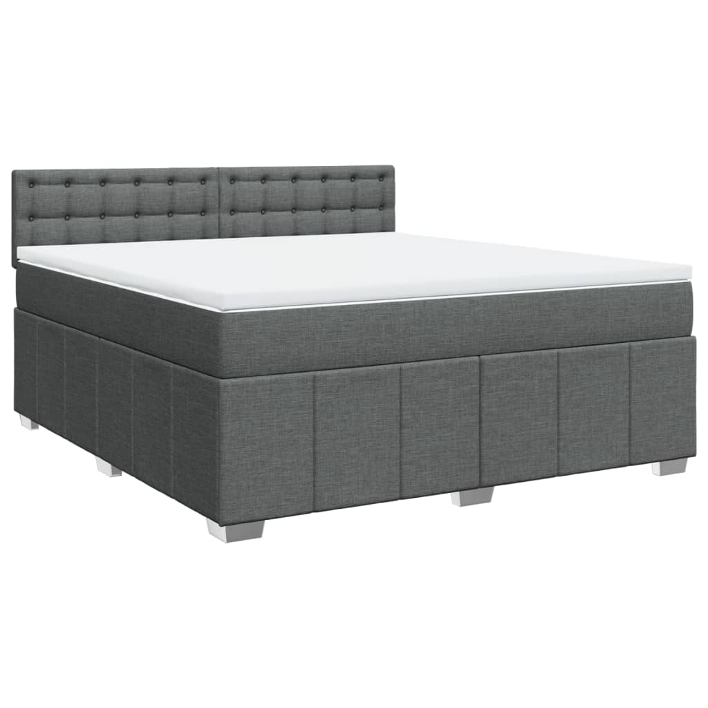 vidaXL Boxspring met matras stof donkergrijs 180x200 cm afbeelding