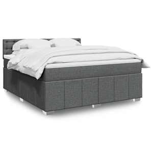 Box spring postel s matrací tmavě šedá 180x200 cm textil - obrázek 1