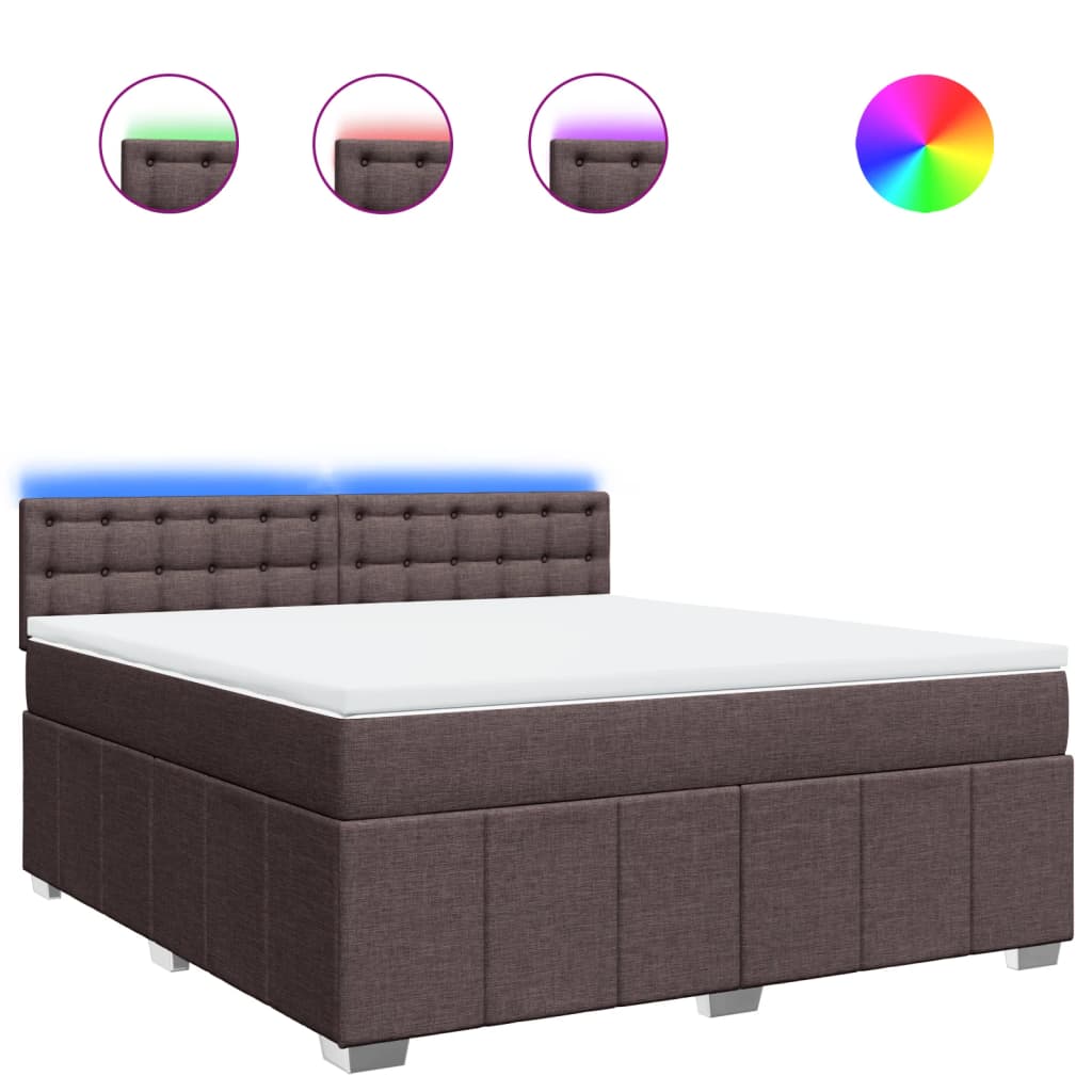 vidaXL Box spring postel s matrací tmavě hnědá 180x200 cm textil