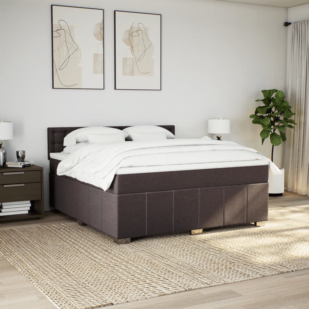 Box spring postel s matrací tmavě hnědá 180x200 cm textil - obrázek 4