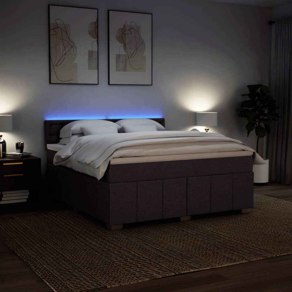 Box spring postel s matrací tmavě hnědá 180x200 cm textil - obrázek 5