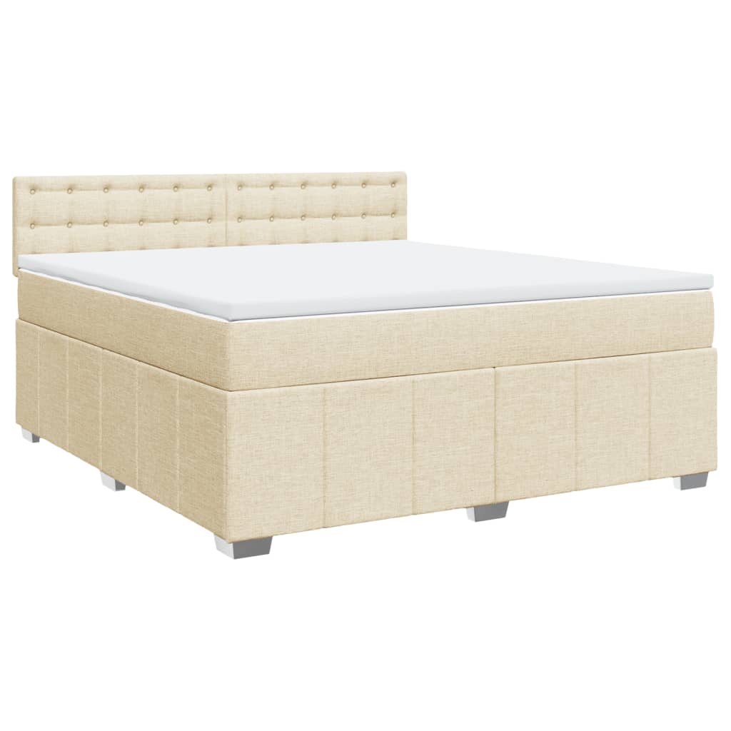 vidaXL Boxspring met matras stof crèmekleurig 180x200 cm afbeelding