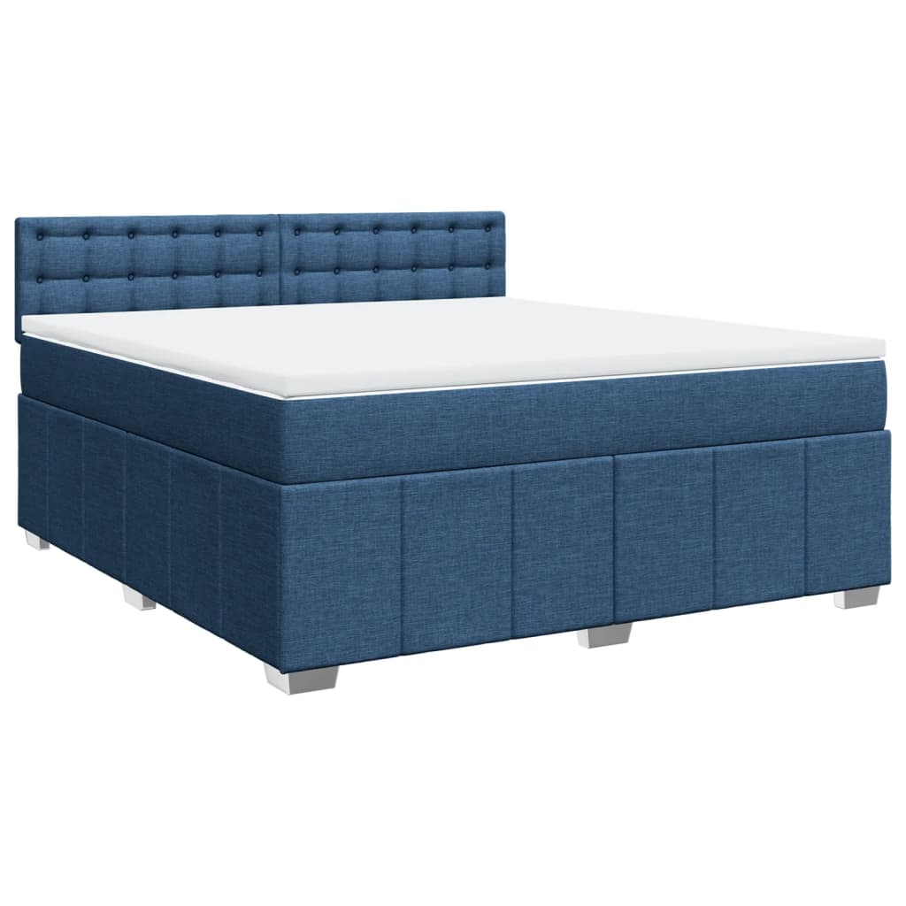 vidaXL Boxspring met matras stof blauw 180x200 cm afbeelding