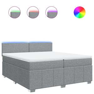 Box spring postel s matrací světle šedá 200 x 200 cm textil - obrázek 2