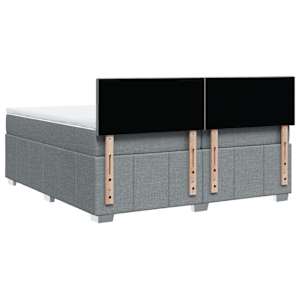 Box spring postel s matrací světle šedá 200 x 200 cm textil - obrázek 8