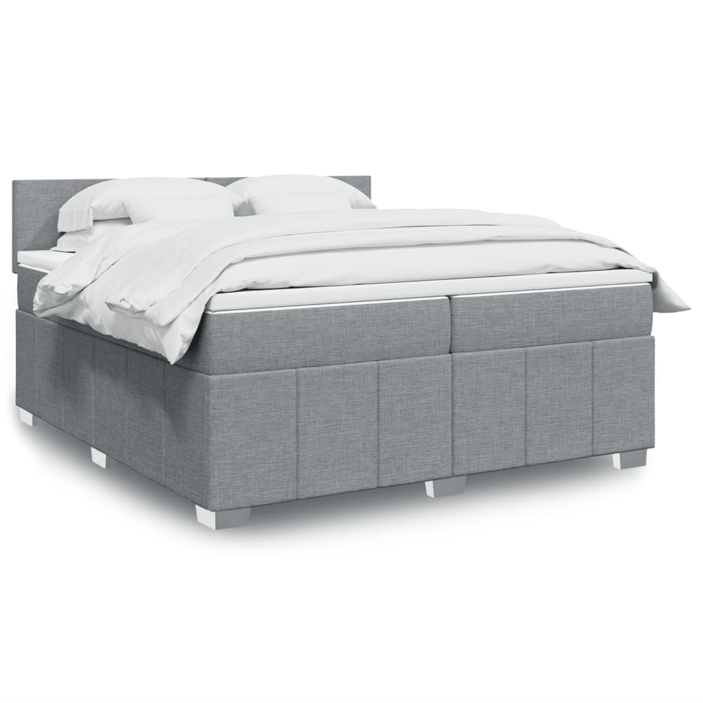 vidaXL Boxspringbett mit Matratze Hellgrau 200x200 cm Stoff