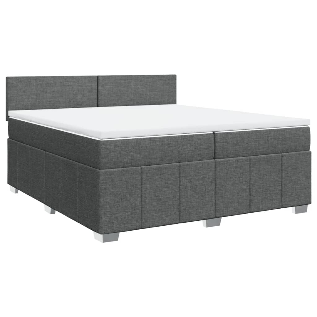 vidaXL Boxspring met matras stof donkergrijs 200x200 cm afbeelding