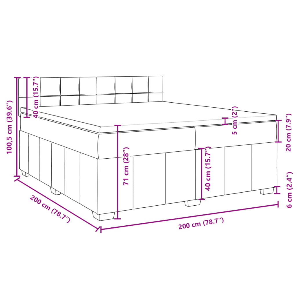 Box spring postel s matrací tmavě šedá 200x200 cm textil - obrázek 18