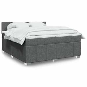 Box spring postel s matrací tmavě šedá 200x200 cm textil - obrázek 1