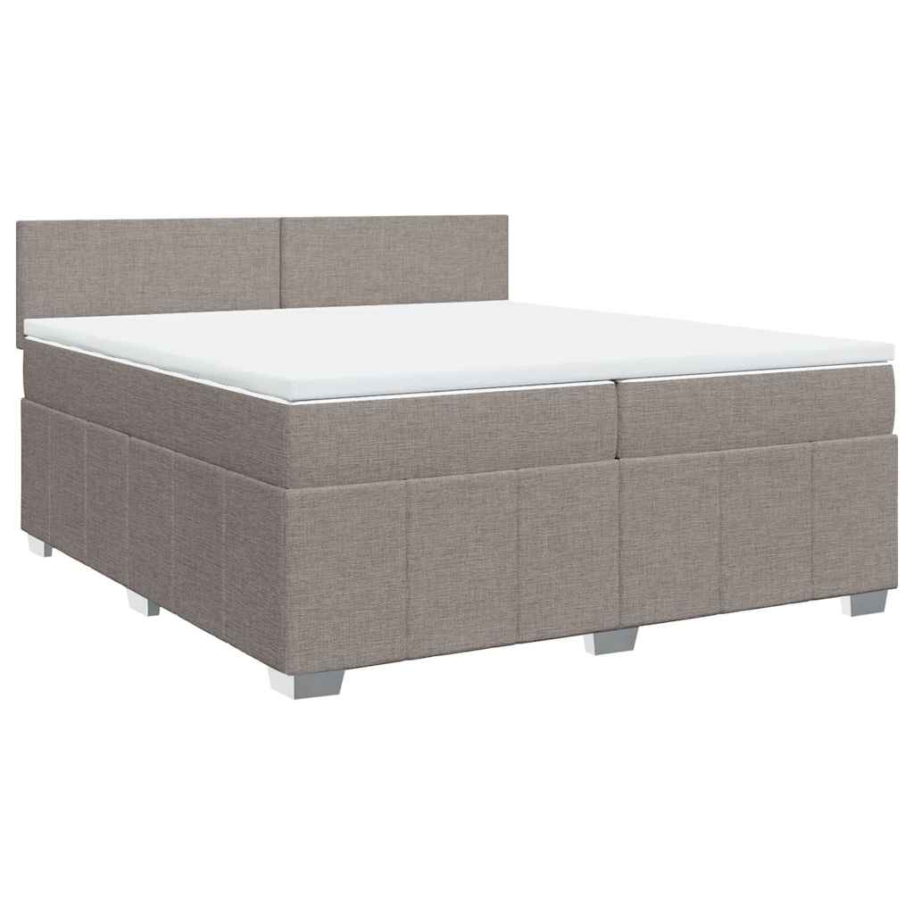 vidaXL Boxspring met matras stof taupe 200x200 cm afbeelding