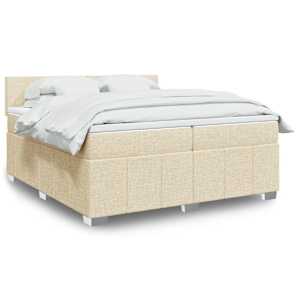 Box spring postelja z vzmetnico krem 200x200 cm blago