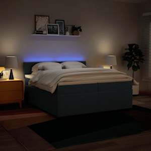 Box spring postel s matrací modrá 200x200 cm textil - obrázek 5