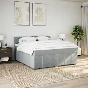 Box spring postel s matrací světle šedá 200 x 200 cm textil - obrázek 4