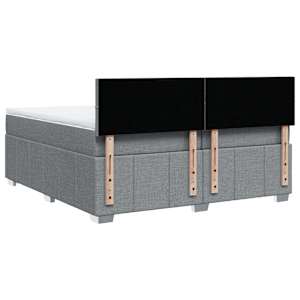 Box spring postel s matrací světle šedá 200 x 200 cm textil - obrázek 8