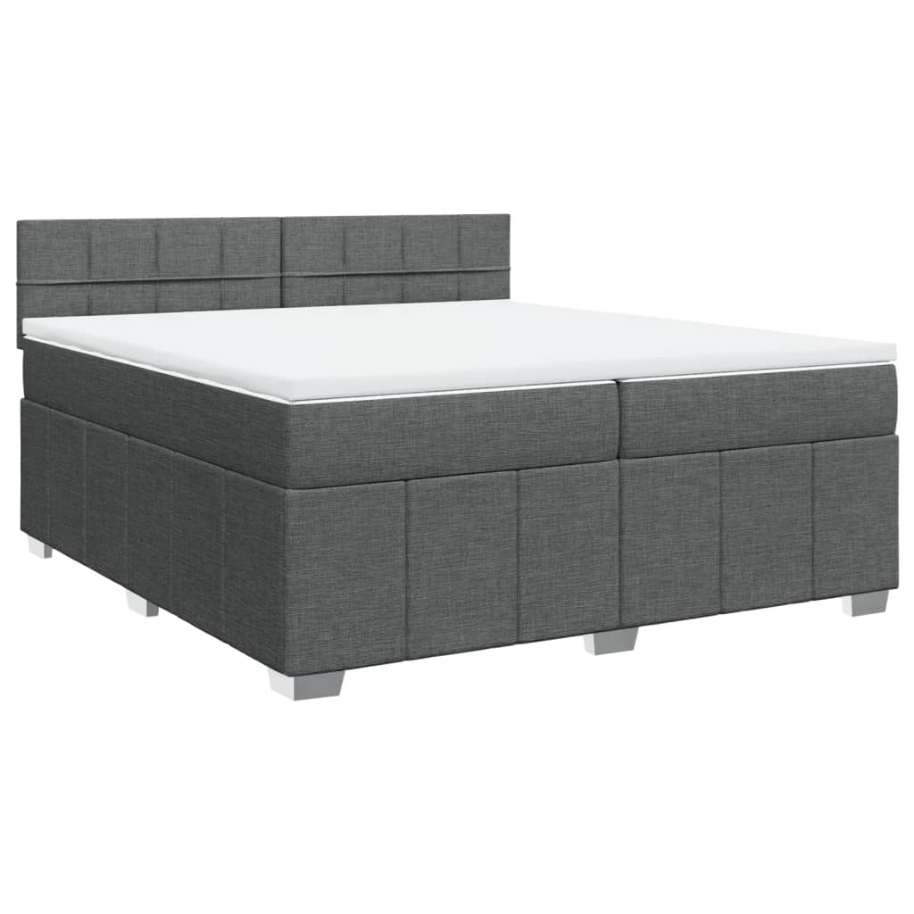 vidaXL Boxspring met matras stof donkergrijs 200x200 cm afbeelding