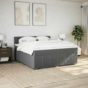 Box spring postel s matrací tmavě šedá 200x200 cm textil - obrázek 4