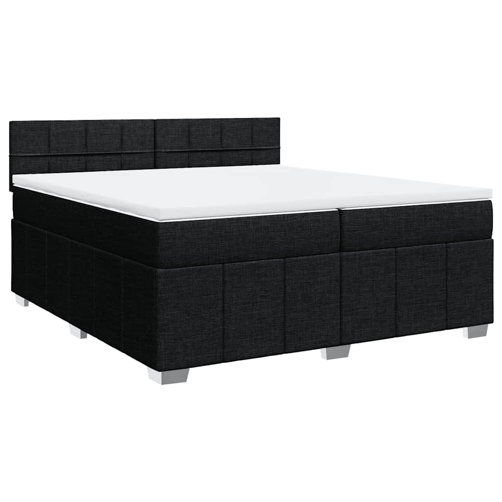 vidaXL Boxspring met matras stof zwart 200x200 cm afbeelding