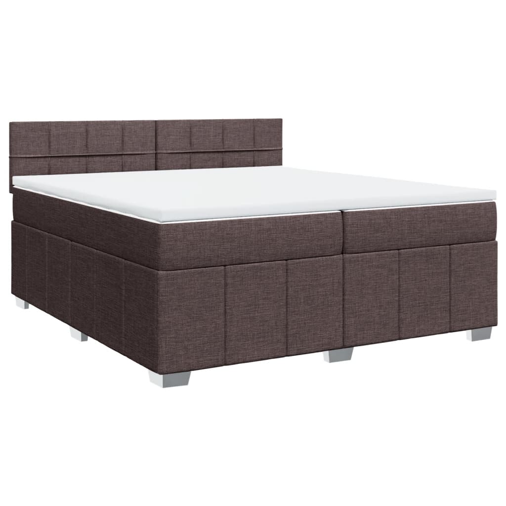 vidaXL Boxspring met matras stof donkerbruin 200x200 cm afbeelding