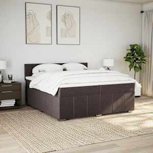 Box spring postel s matrací tmavě hnědá 200x200 cm textil - obrázek 4