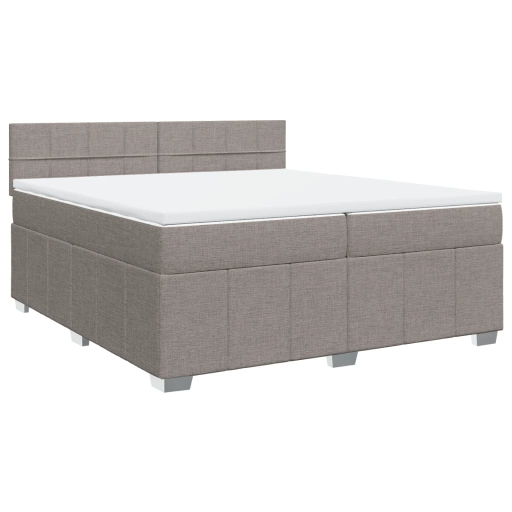 vidaXL Boxspring met matras stof taupe 200x200 cm afbeelding