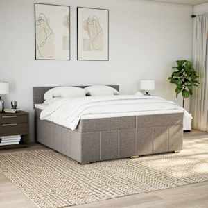 Box spring postel s matrací taupe 200x200 cm textil - obrázek 4