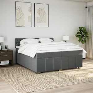 Box spring postel s matrací tmavě šedá 200x200 cm textil - obrázek 4