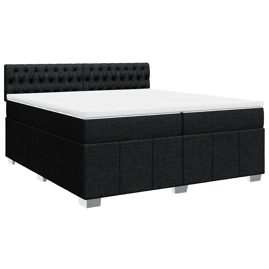 vidaXL Boxspring met matras stof zwart 200x200 cm afbeelding