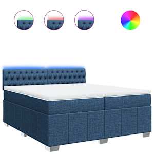 Box spring postel s matrací modrá 200x200 cm textil - obrázek 2
