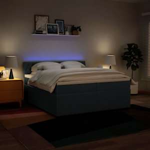 Box spring postel s matrací modrá 200x200 cm textil - obrázek 5
