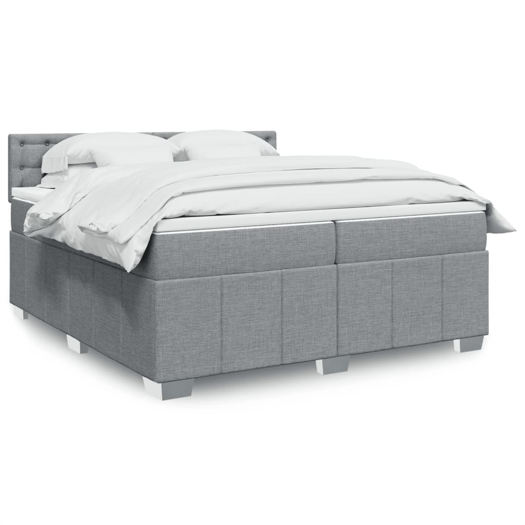 Boxspringbett mit Matratze Hellgrau 200×200 cm Stoff