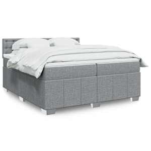 Box spring postel s matrací světle šedá 200 x 200 cm textil - obrázek 1