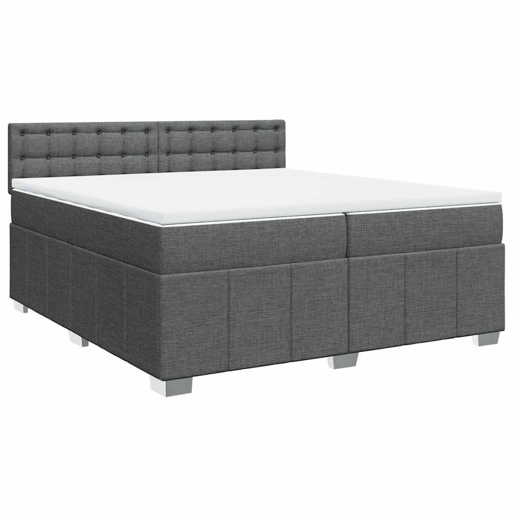 vidaXL Boxspring met matras stof donkergrijs 200x200 cm afbeelding