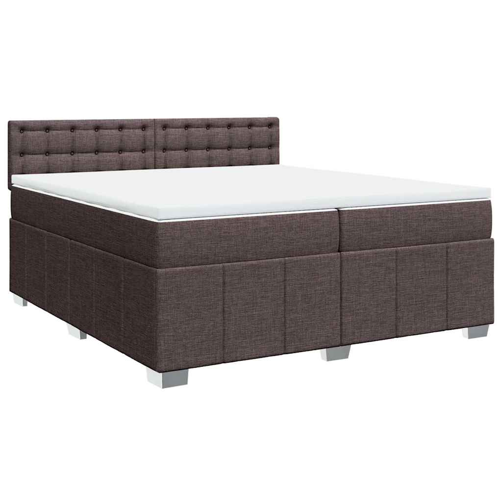 vidaXL Boxspring met matras stof donkerbruin 200x200 cm afbeelding