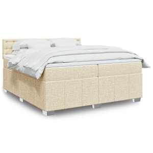 Box spring postelja z vzmetnico krem 200x200 cm blago