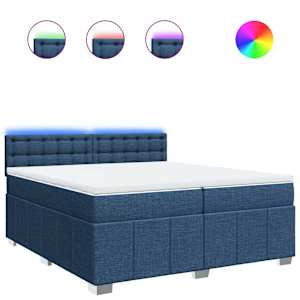 Box spring postel s matrací modrá 200x200 cm textil - obrázek 2