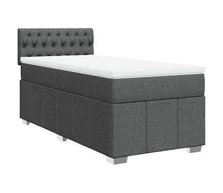vidaXL Box Spring Bed with Mattress Dark Grey King Single Fabric