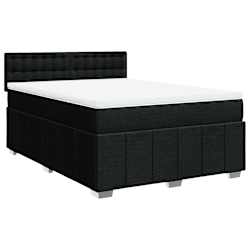 vidaXL Box Spring Bed with Mattress Black Double Fabric