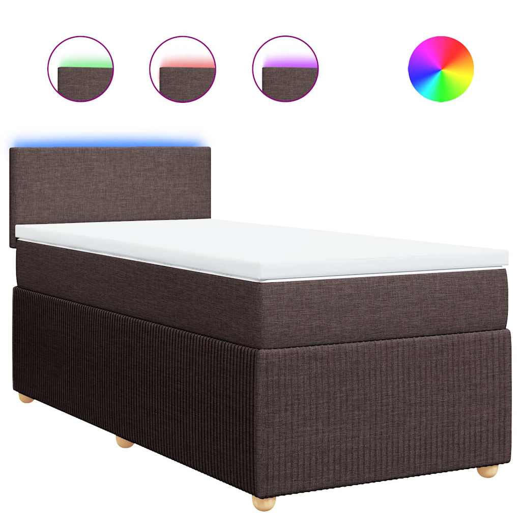 Thumbnail - vidaXL Boxspringbett mit Matratze Dunkelbraun 80x200 cm Stoff