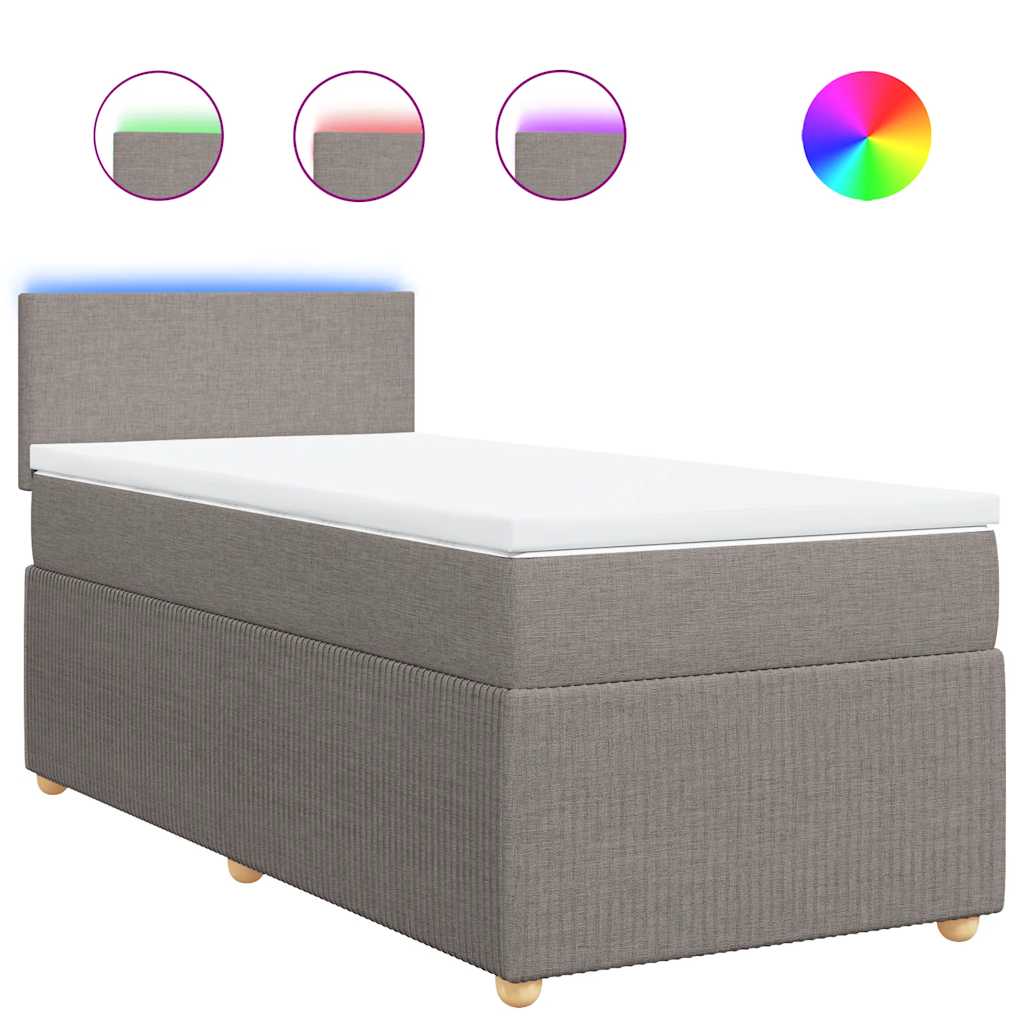 vidaXL Boxspring met matras stof taupe 80x200 cm, foto 3