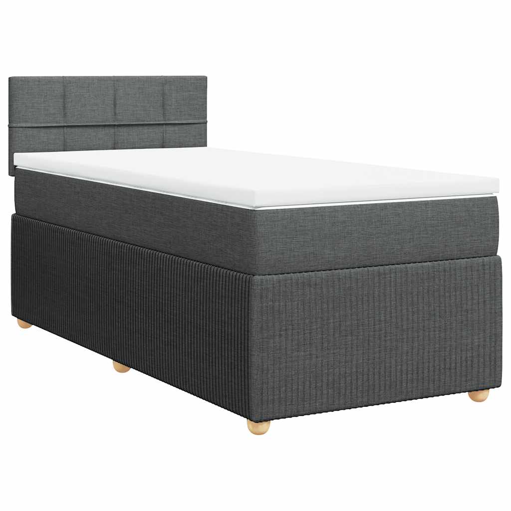 vidaXL Boxspring met matras stof donkergrijs 80x200 cm afbeelding