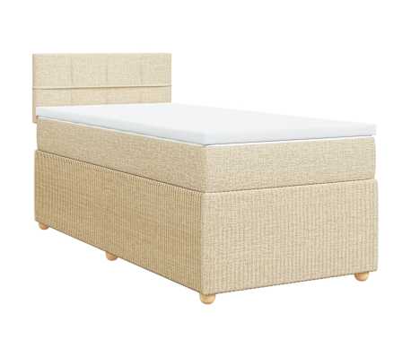 vidaXL Boxspringbett mit Matratze Creme 80x200 cm Stoff