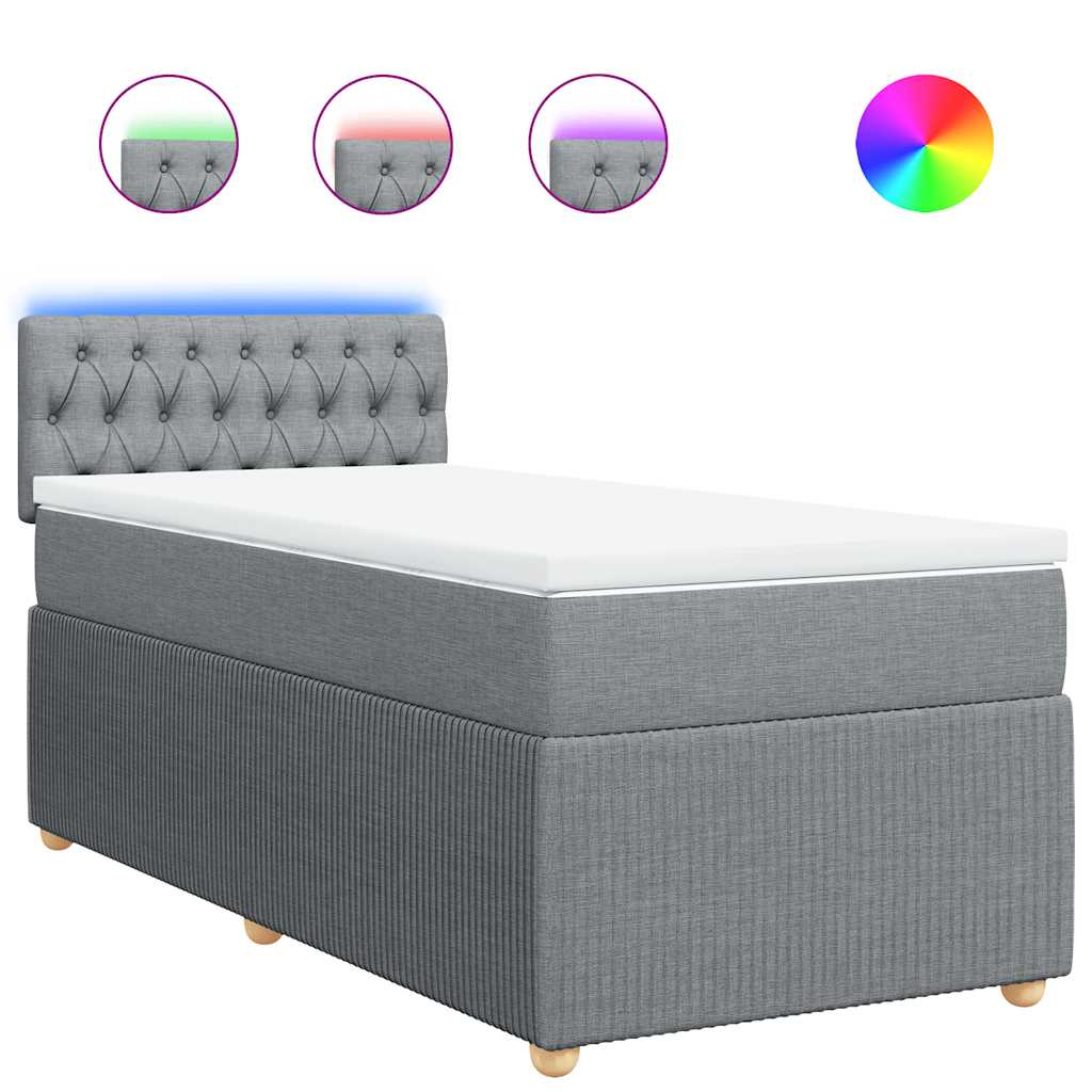 Thumbnail - vidaXL Boxspringbett mit Matratze Hellgrau 80x200 cm Stoff