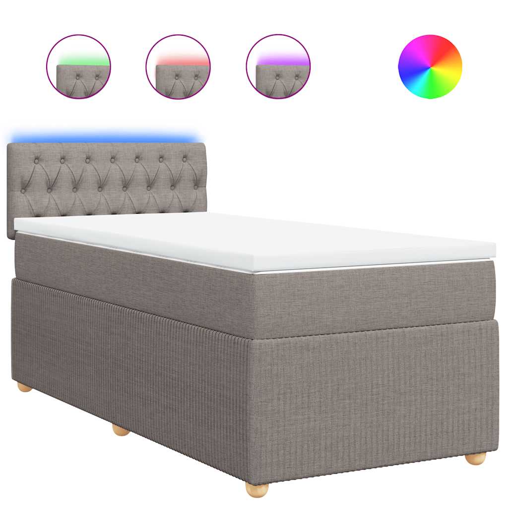 vidaXL Boxspring met matras stof taupe 80x200 cm, foto 3