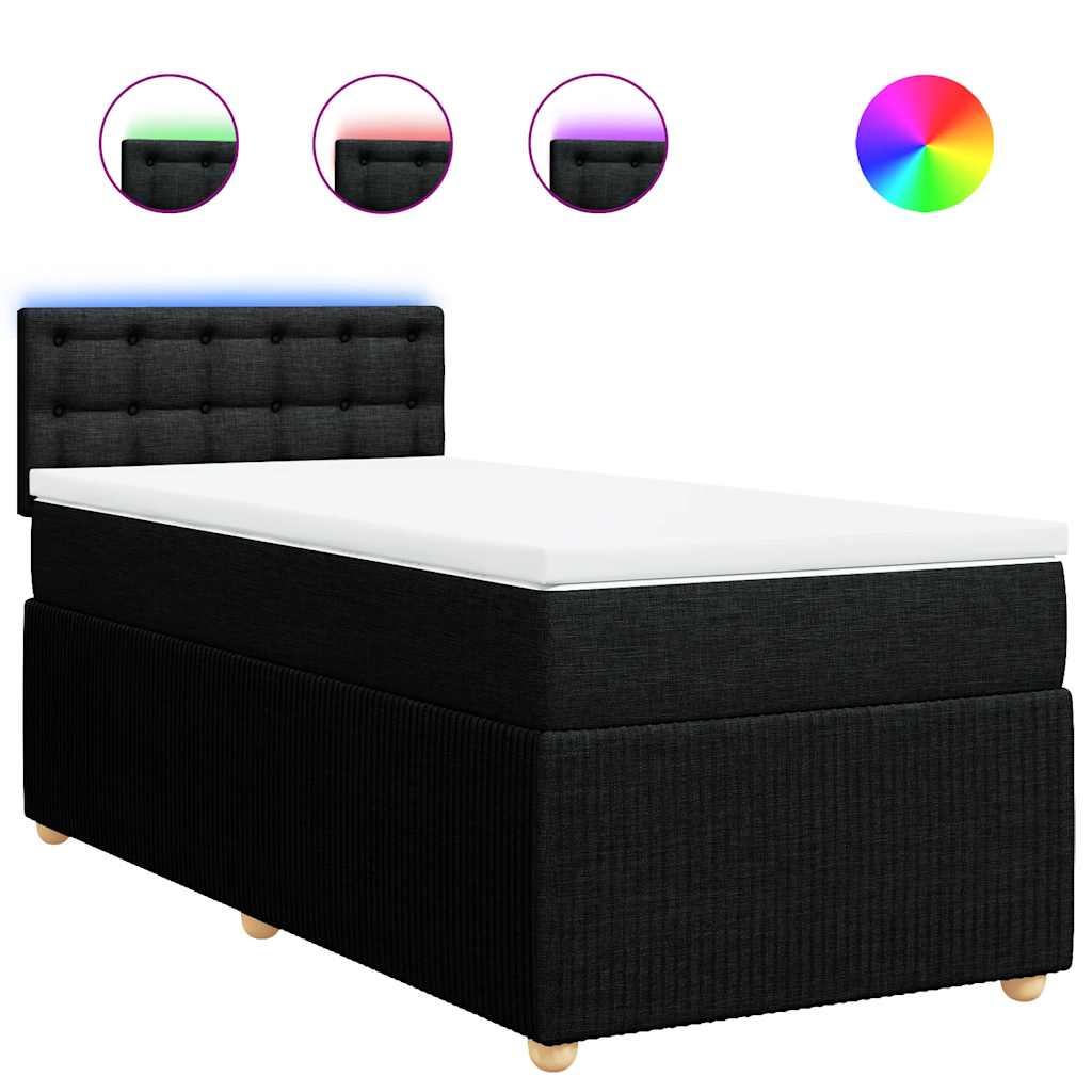 vidaXL Pat box spring cu saltea, negru, 80x200 cm, textil
