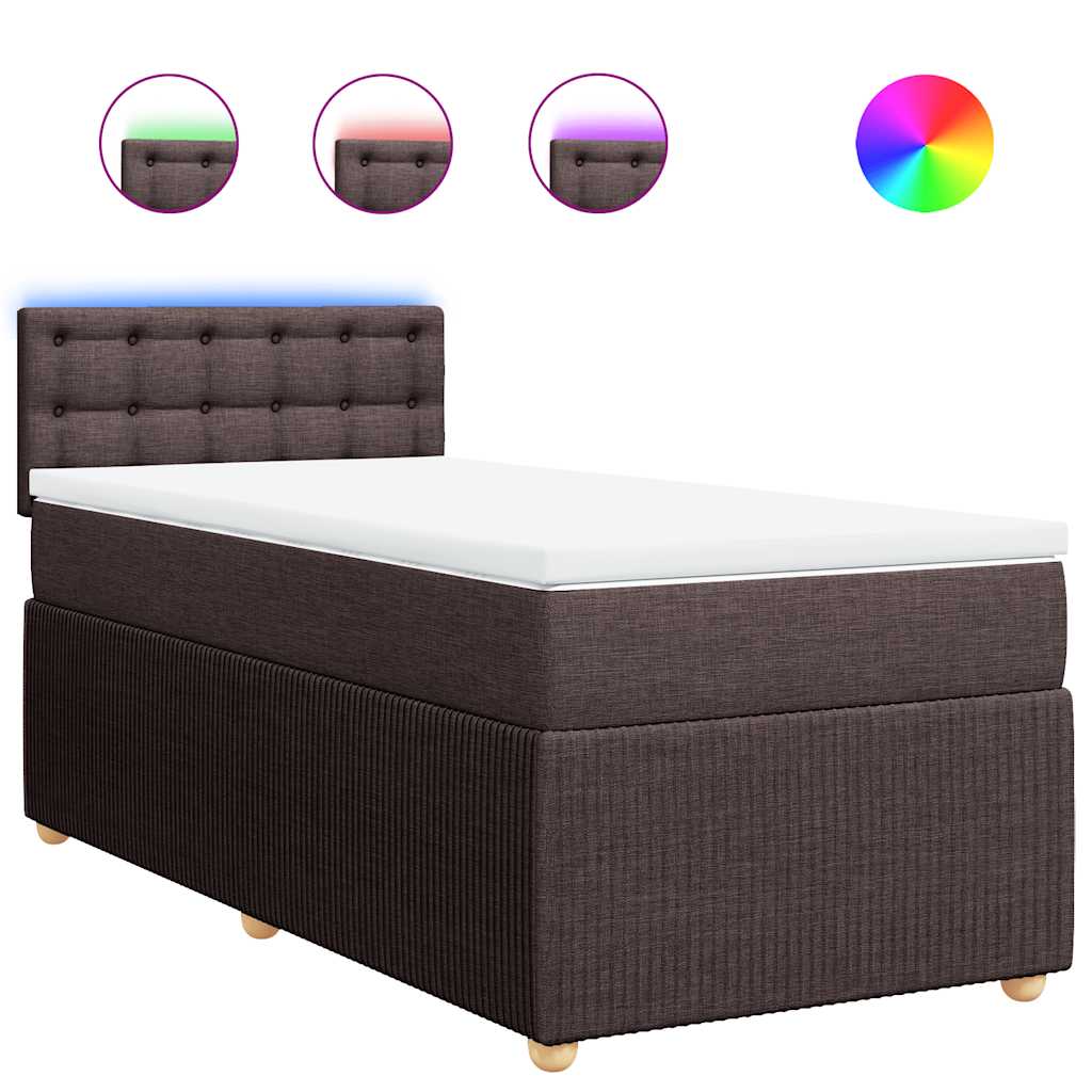 vidaXL Boxspring met matras stof donkerbruin 80x200 cm bruin, foto 3
