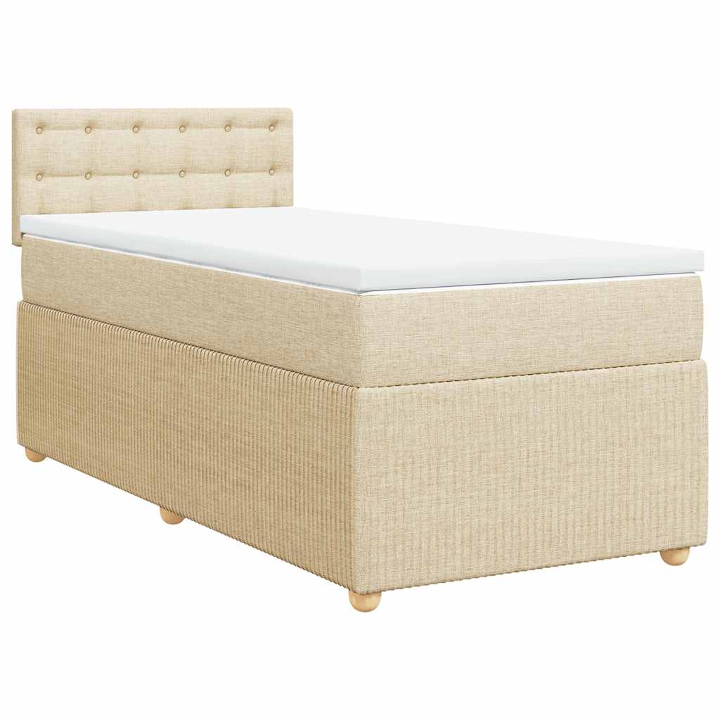 vidaXL Boxspring met matras stof crèmekleurig 80x200 cm afbeelding