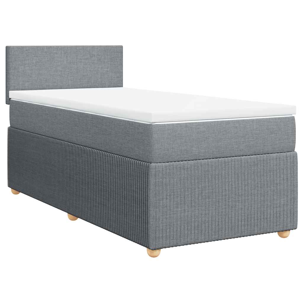 vidaXL Boxspring met matras stof lichtgrijs 90x190 cm afbeelding